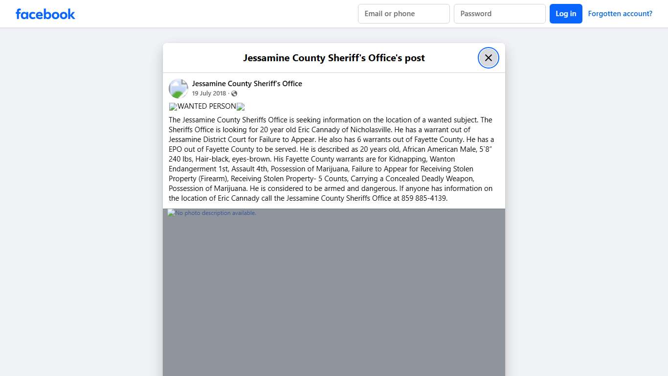 ⭐️WANTED PERSON⭐️ The... - Jessamine County Sheriff's Office Facebook